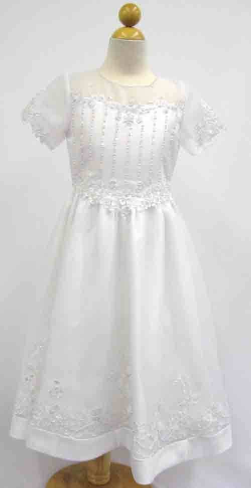applique ribbon rose communion dress