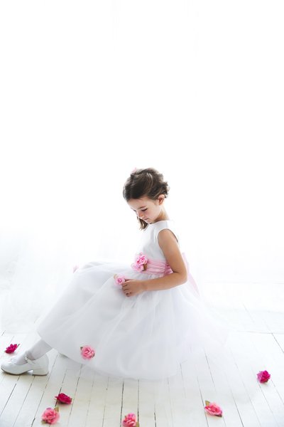 white pink Little girls spring dresses