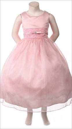 pink tea length dress