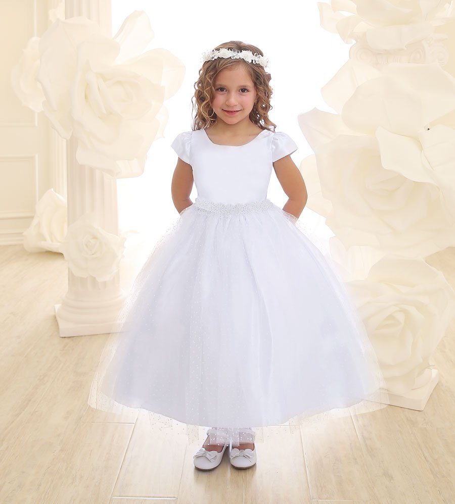 girls white polka dress