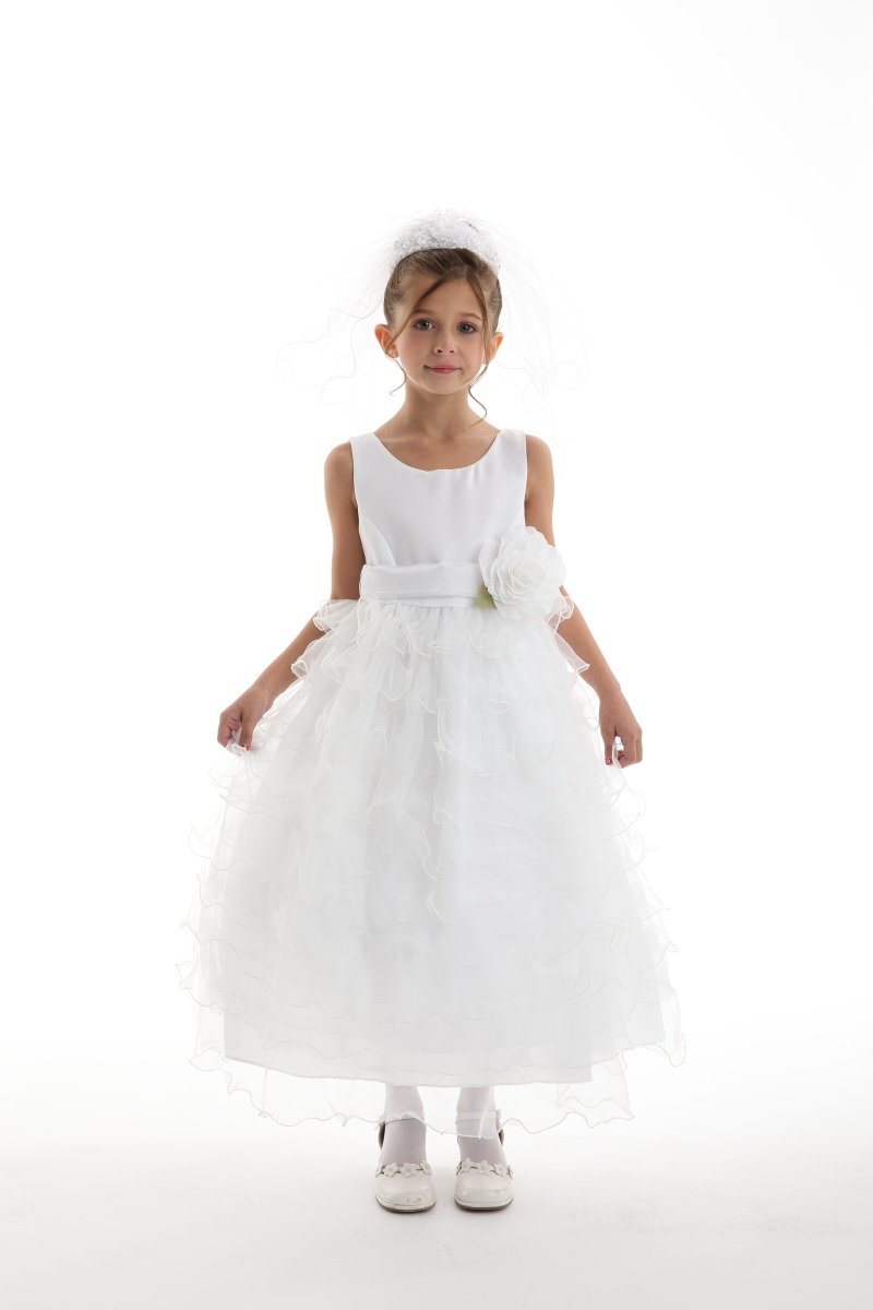organza ruffle girls pageant dress