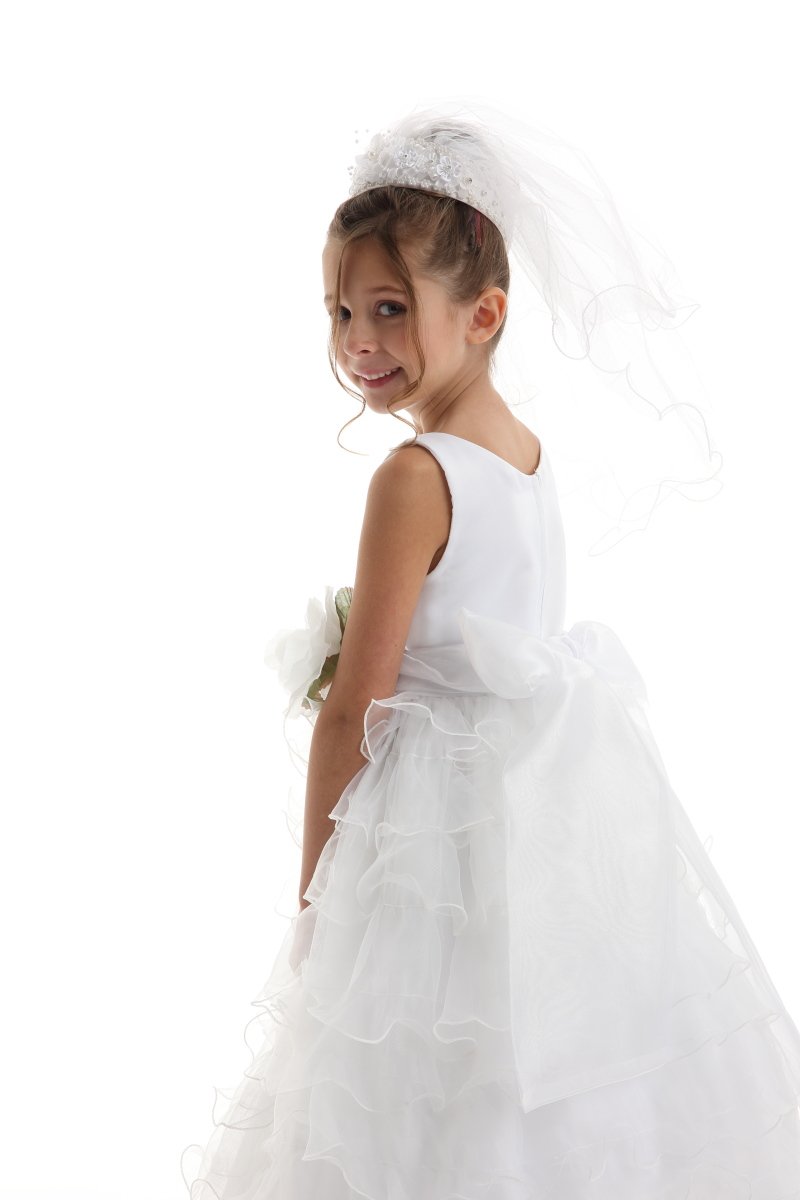 organza ruffle girls pageant dress