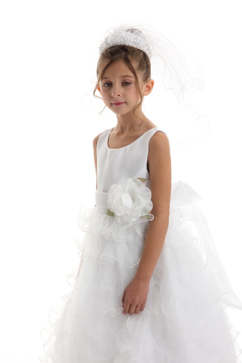 organza ruffle girls pageant dress
