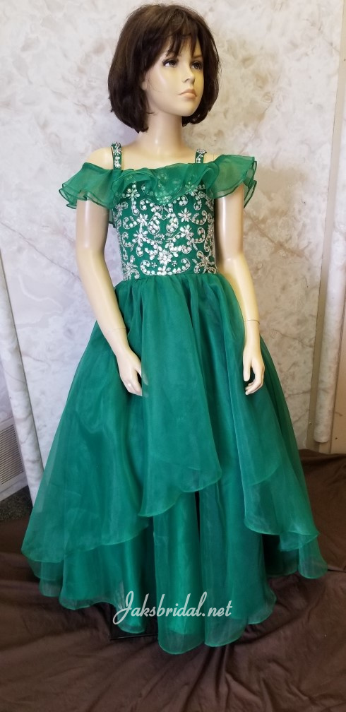 girls green pageant dress