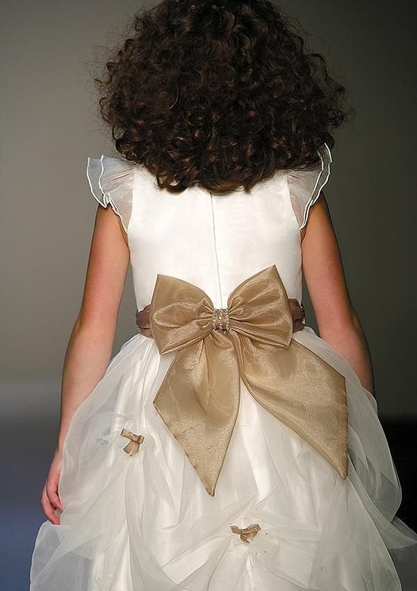 gold ribbon pickup flower girl dress