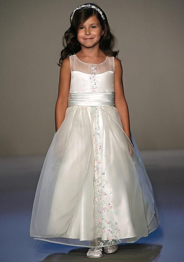sheer neckline flower girl dresses