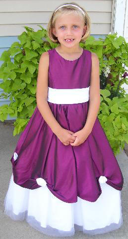 purple and white pageant dress
