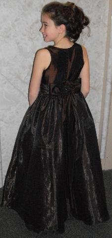 brown flower girl dresses with a bow on the back