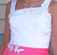 Coral and white tank flower girl dress