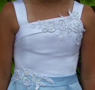 blue and white corset junior dress