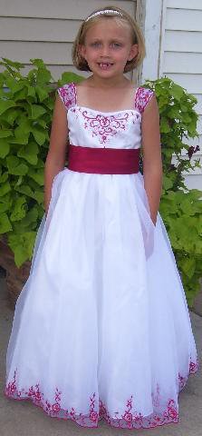 red and white flower girl dress