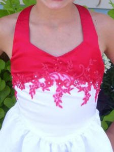 red and white bridesmaid dress