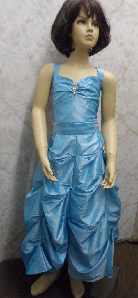 teal blue flower girl dress