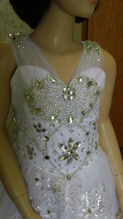 flower girl dresses covered with crystals