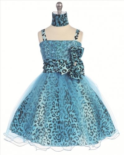 turquoise Children's animal print dresses