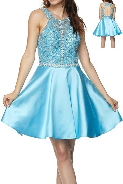 Short bridesmaid dress with open back