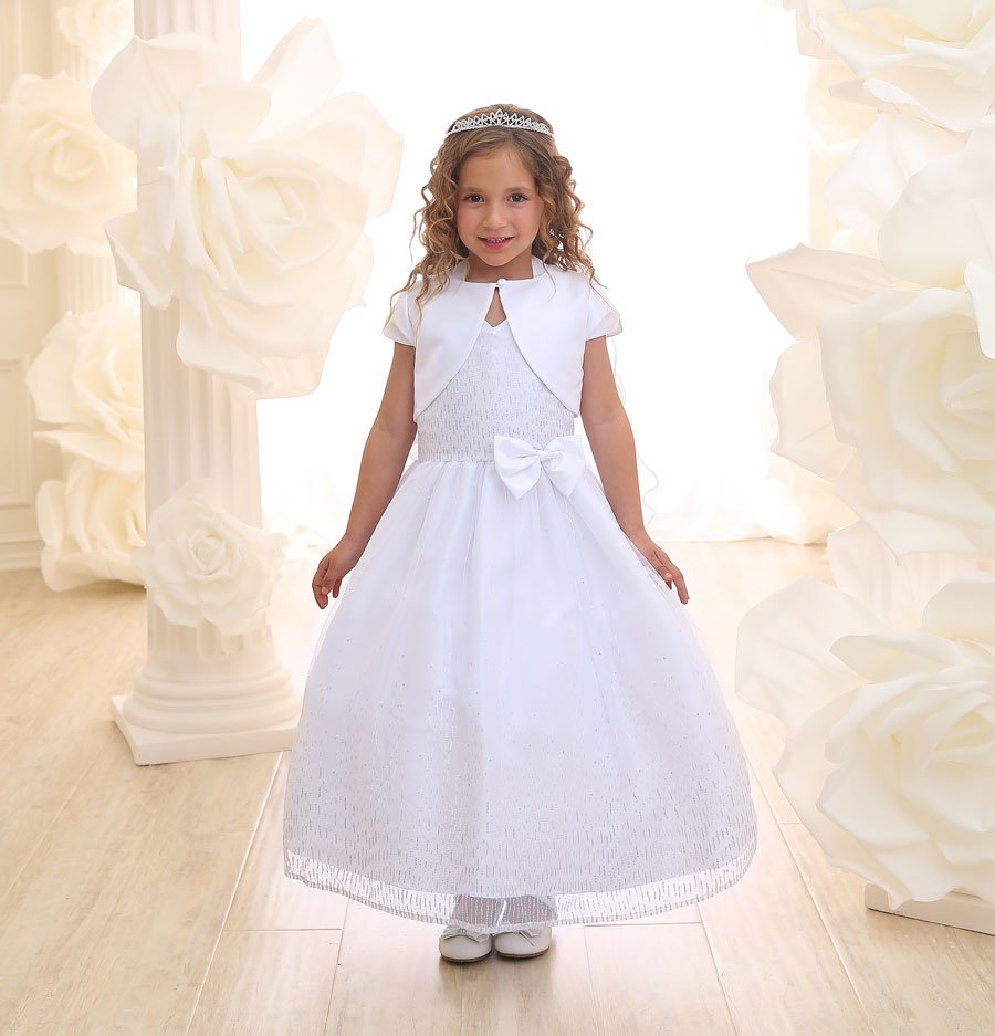 girls white flower girl communion dress