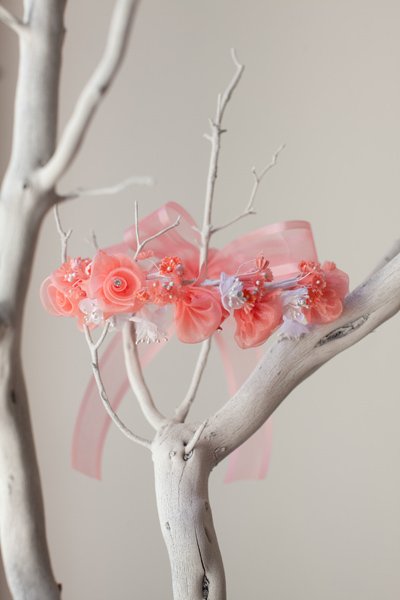 coral floral crown