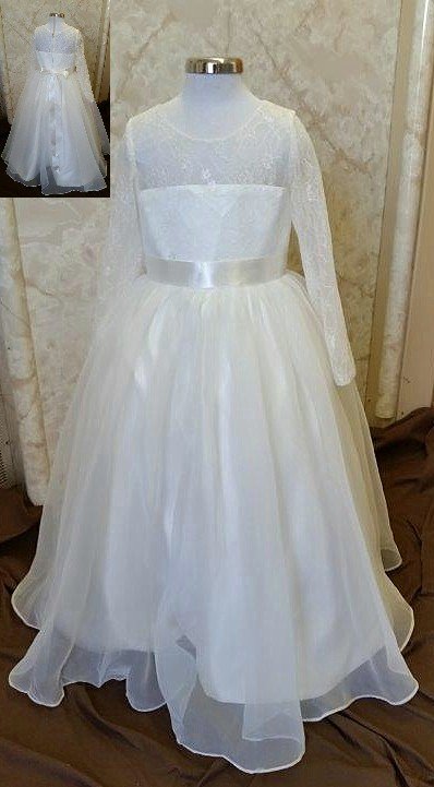 Long sleeve lace flower girl dress