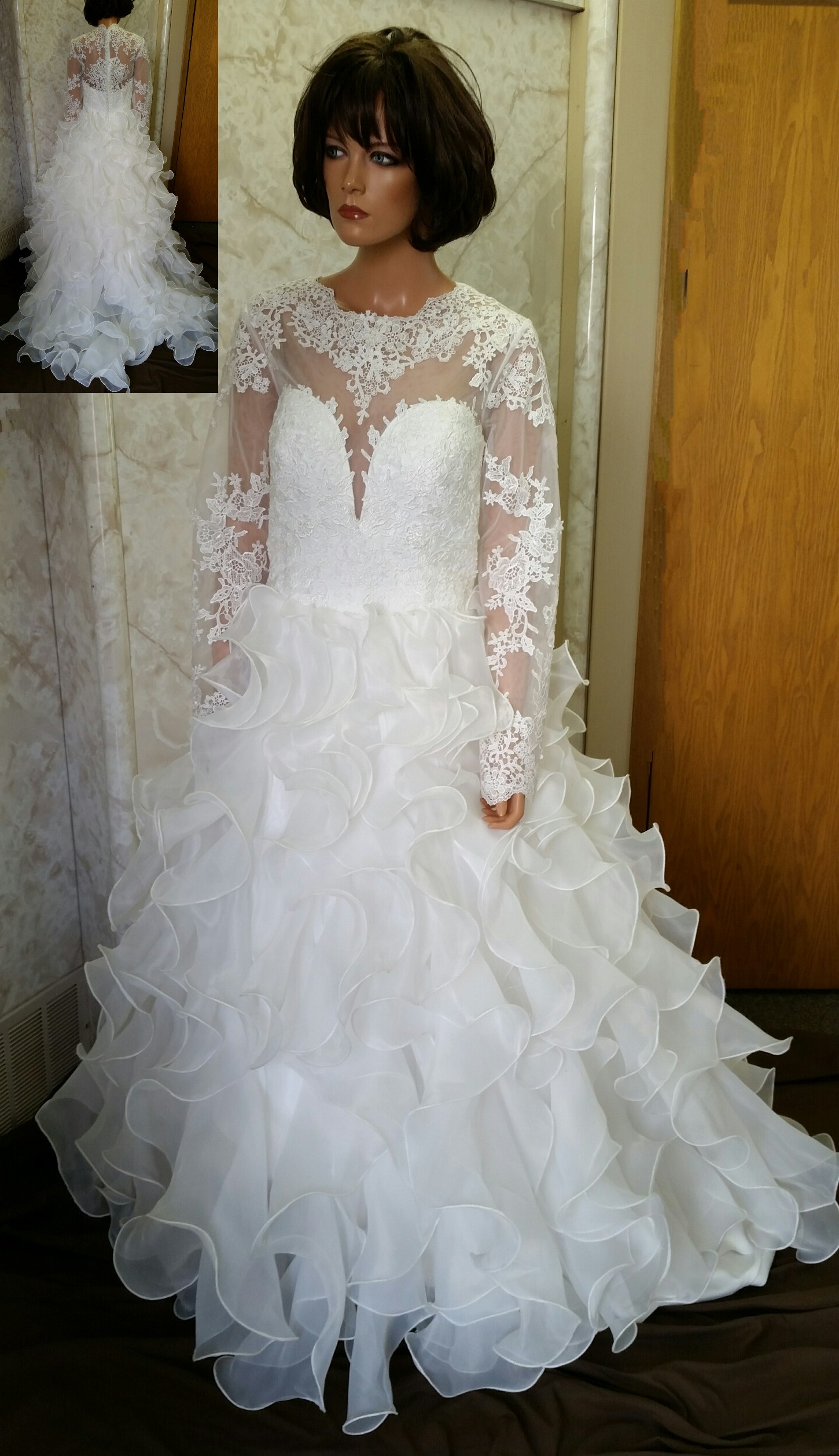 long sleeves sheer lace wedding dress