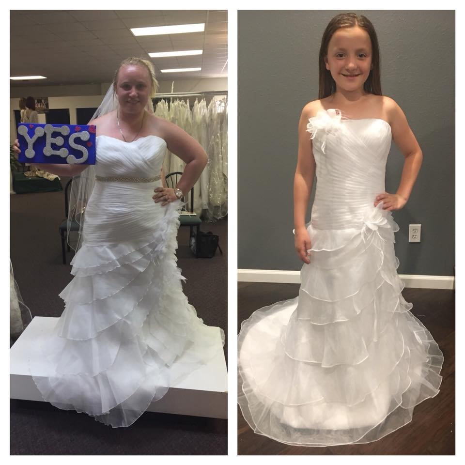 bride matching flower girl dresses