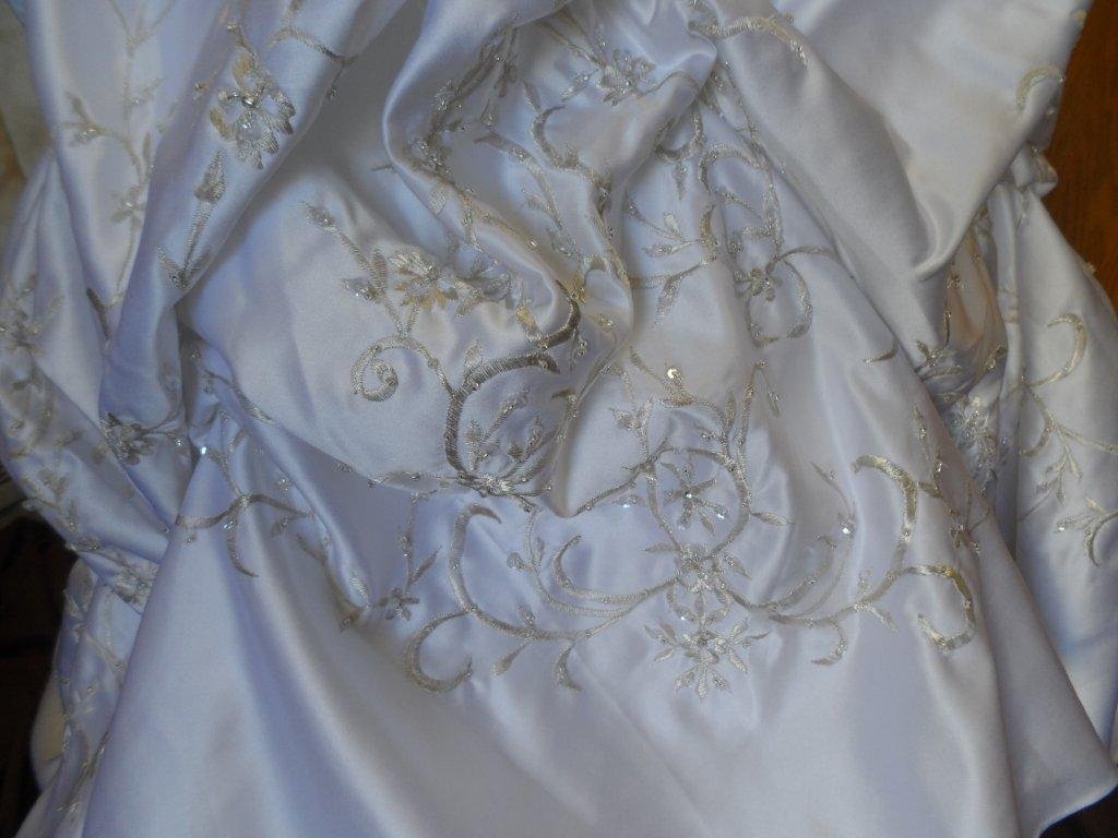 Flower girl dress with billowing pickup