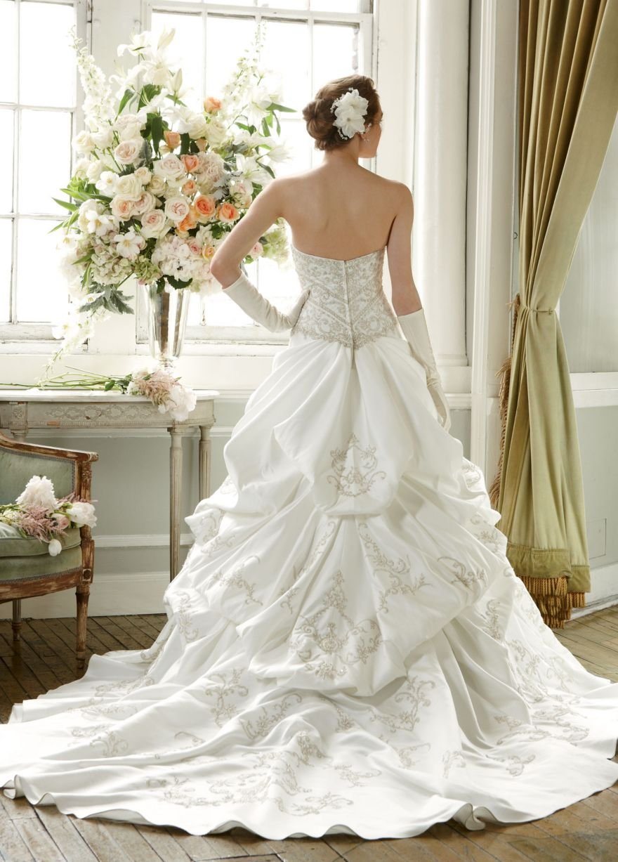  Flower girl dress with billowing pickup