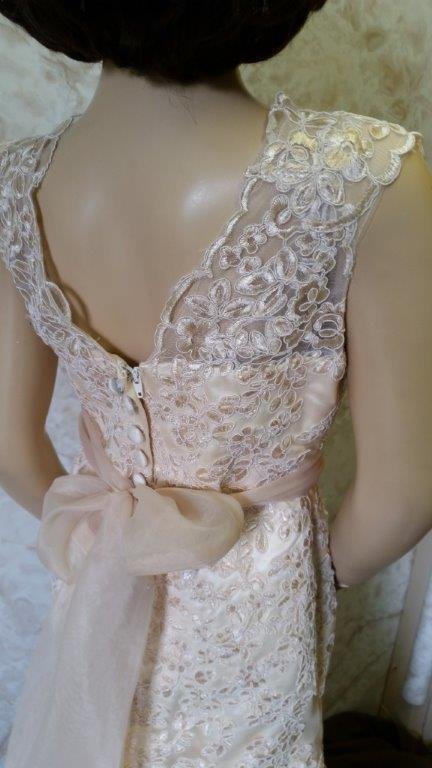 champagne lace flower girl dress with sash