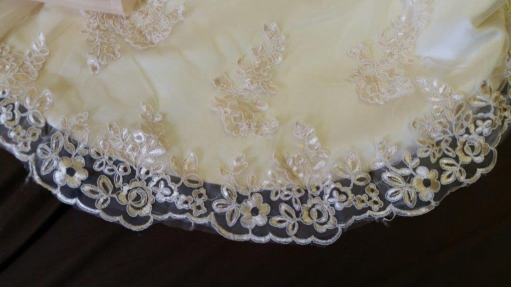 champagne lace flower girl dress train