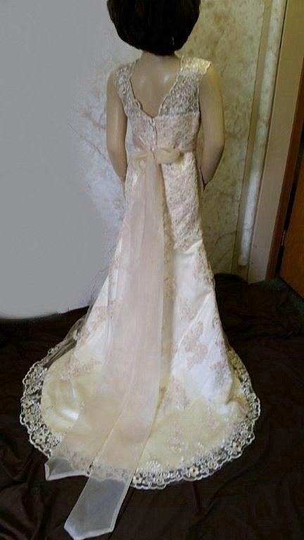 champagne lace flower girl dress with sash