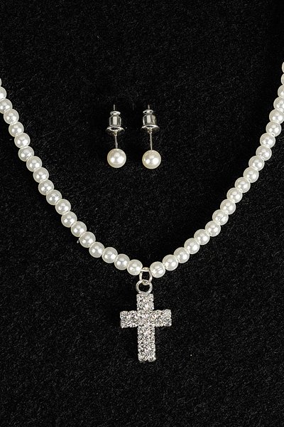 Cross necklace and earring set