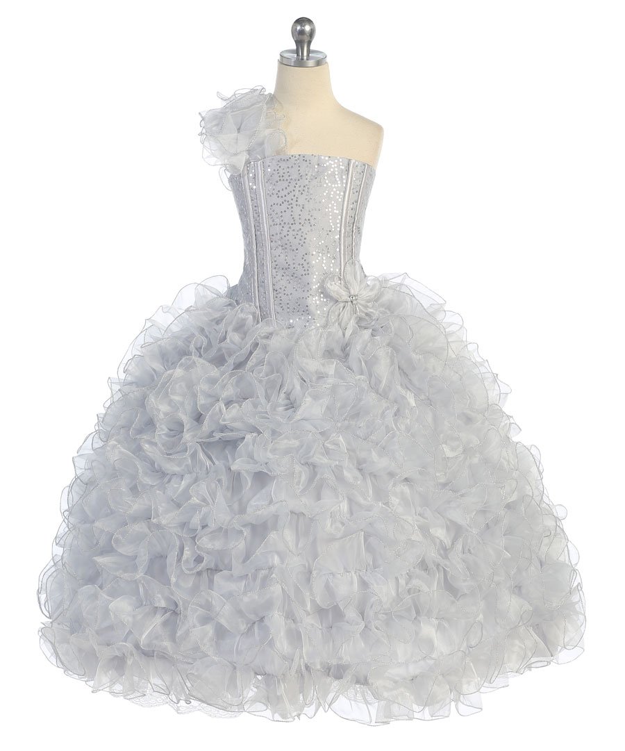 silver Girls pageant dresses