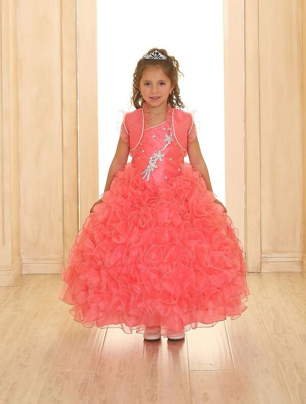 girls coral ball gown