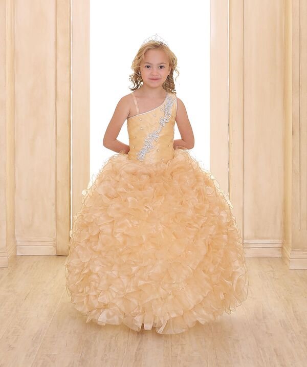 girls gold ball gown