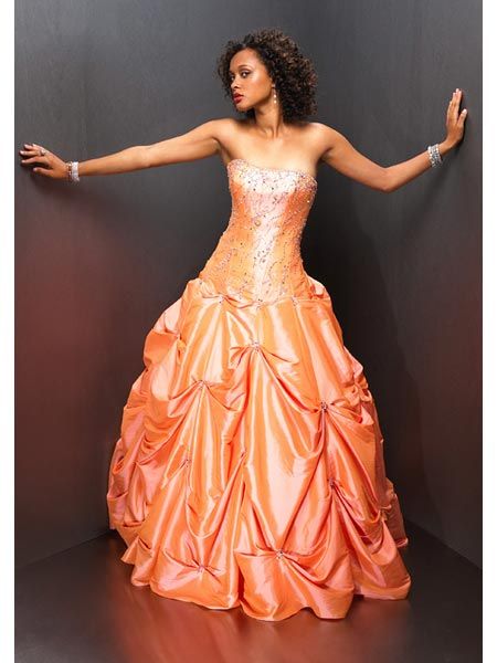 orange prom pick up dress