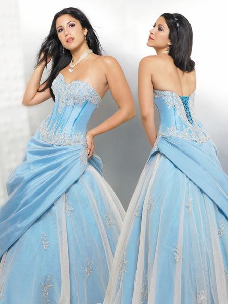 blue strapless prom dresses