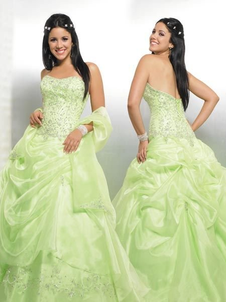 lime and silver prom dress