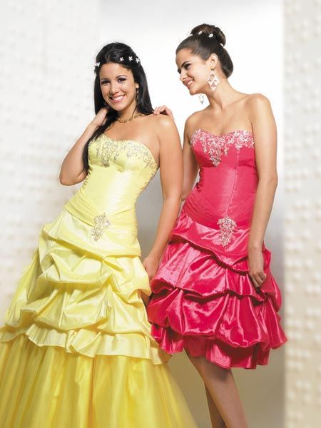 yellow pick up prom dress