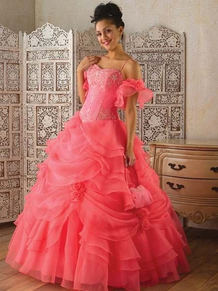 Fuchsia off shoulder quinceanera ball gown