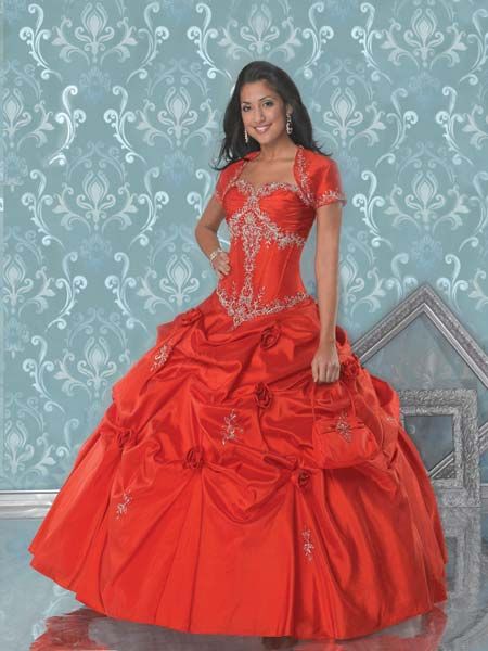 red taffeta prom dress