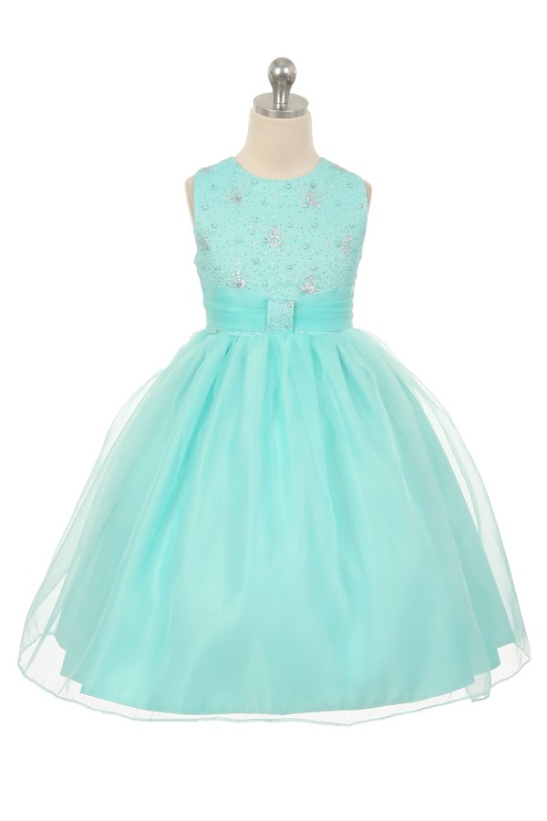Girls Organza Sparkly Special Occasion Dress.
