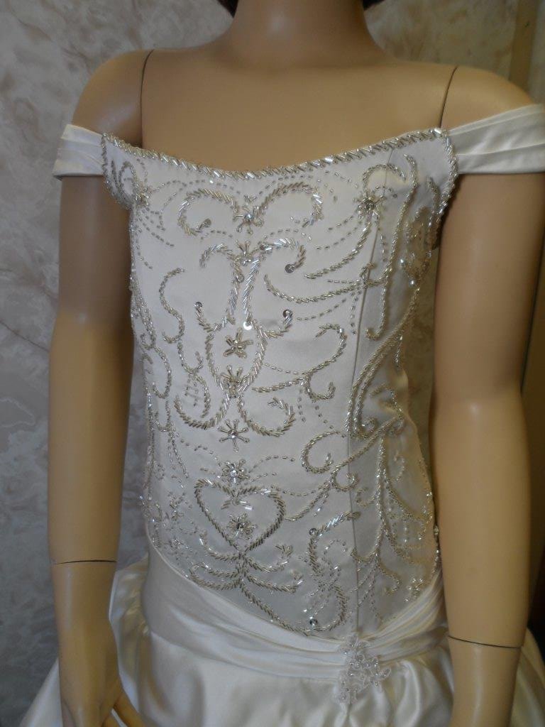 off shoulder beaded flower girl dress