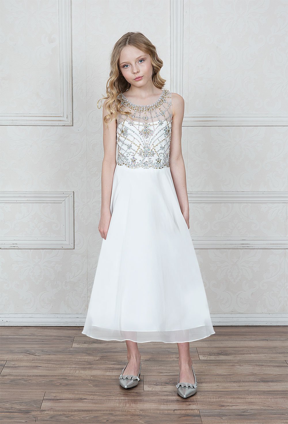 ivory chiffon junior bridesmaid dress