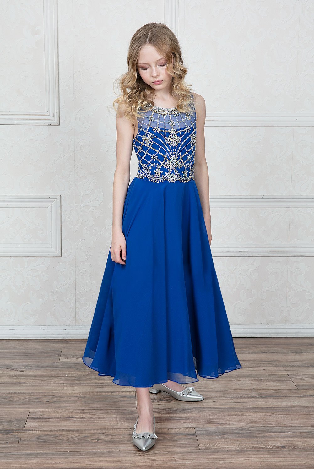 royal blue junior bridesmaid dress