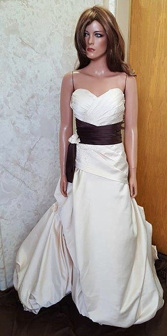 champagne and chocolate wedding gown