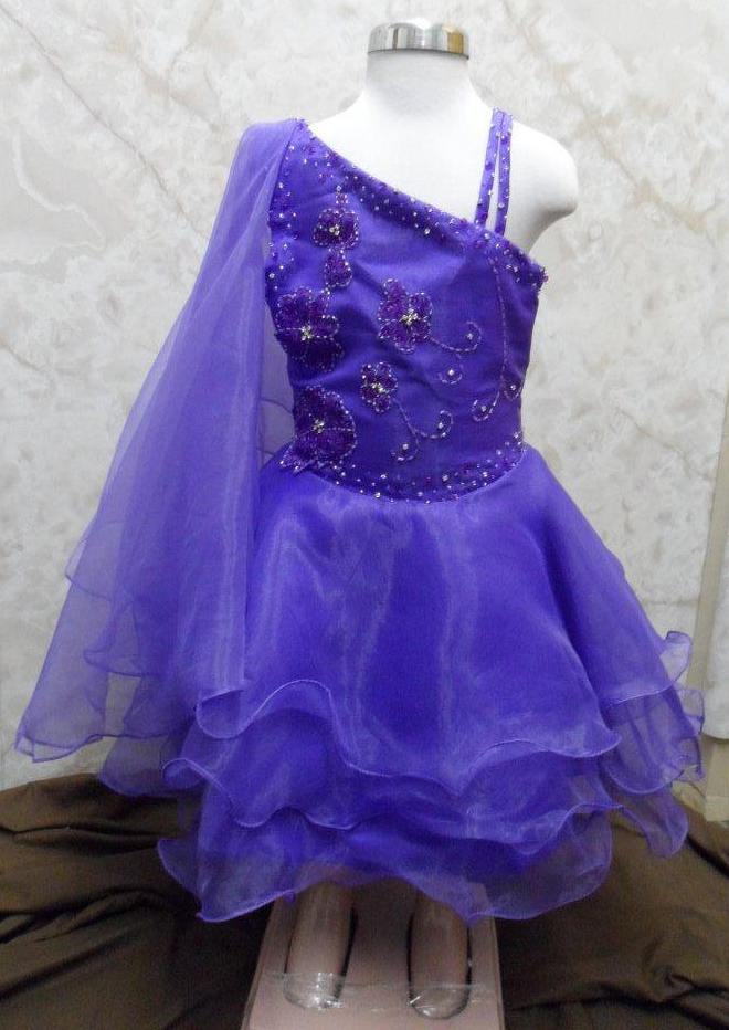 purple toddler pageant dress with beaded flowers