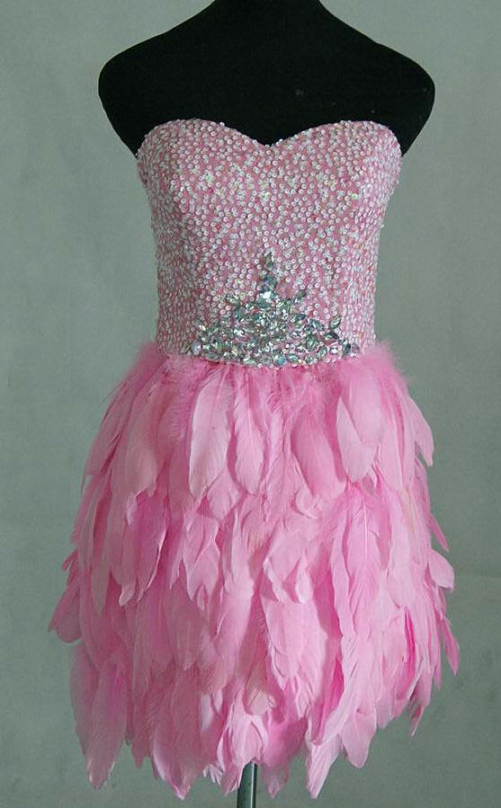 Mini Pink Feather skirt dress