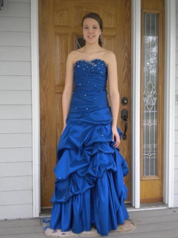 Teal Sweetheart ruched pickup prom dress with lace up back