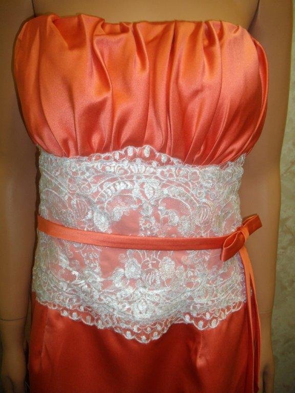 Satin Persimmon bridesmaid dresses