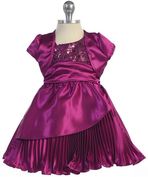 magenta pleated sequin Baby Dress
